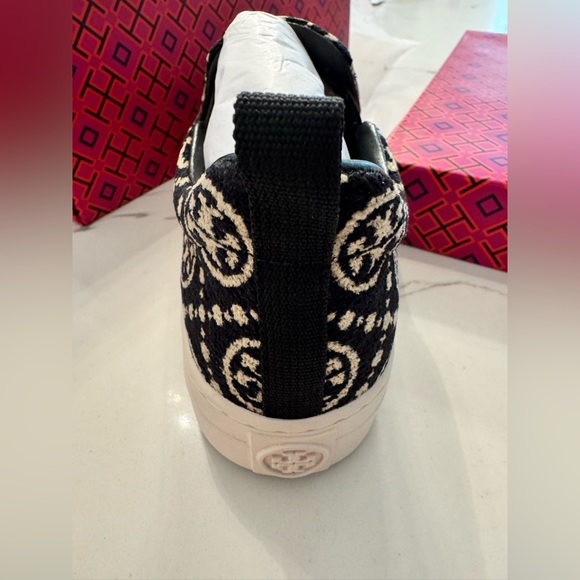 Tory Burch T Monogram slip on sneakers chenille calf leather 9 - Picture 5 of 9